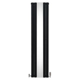 Flat Mirror Radiator & Valves - 1800mm x 425mm - Black - Used - Good