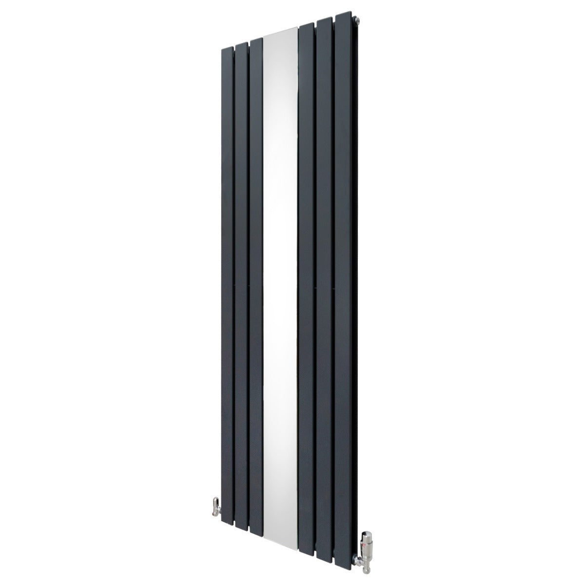 Flat Mirror Radiator & Valves - 1800mm x 565mm - Anthracite Grey - Used - Good