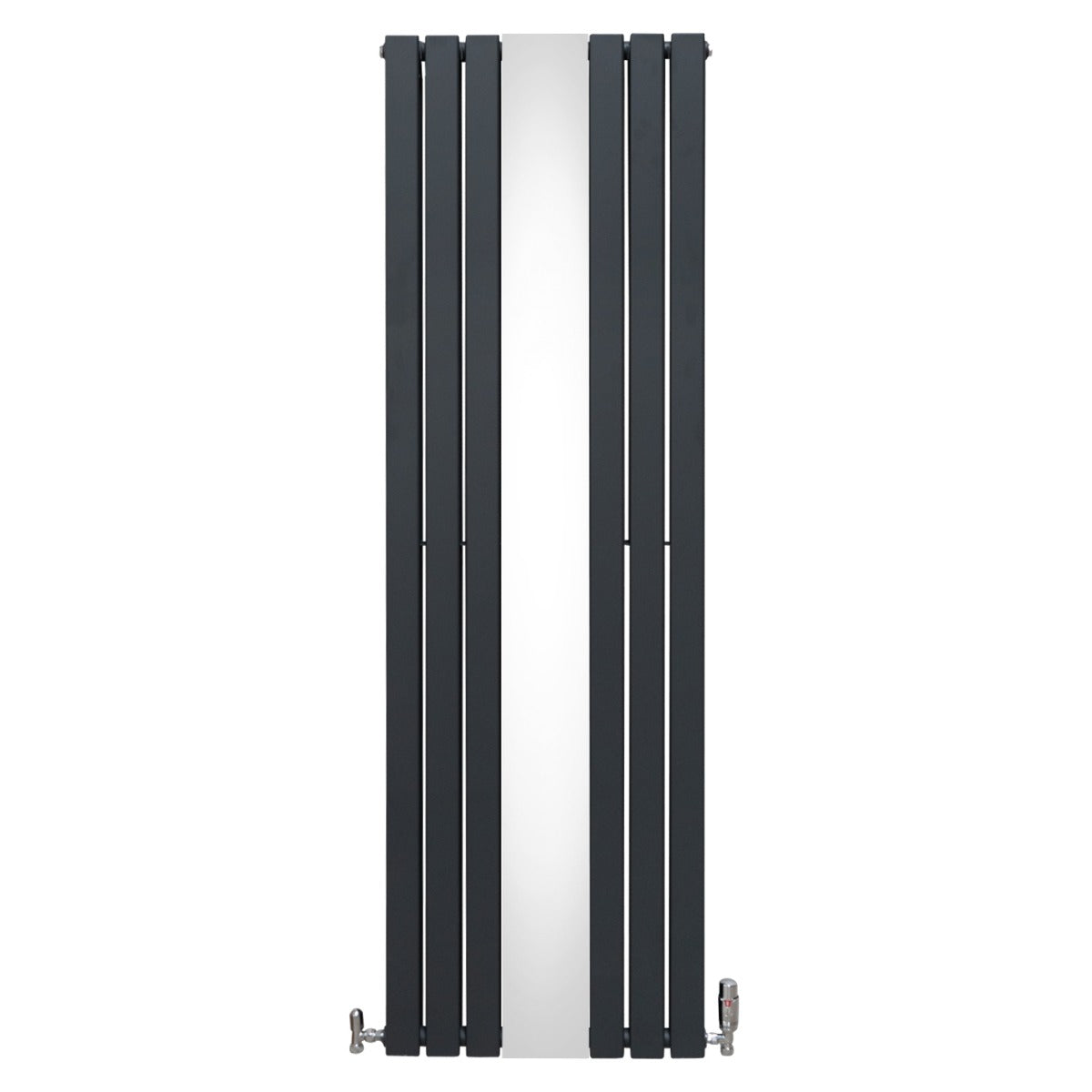 Flat Mirror Radiator & Valves - 1800mm x 565mm - Anthracite Grey - Used - Very Good