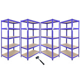 Monster Racking T-Rax Corner Shelving Unit & 4x 90cm Garage Storage Bays, Blue - Used - Good