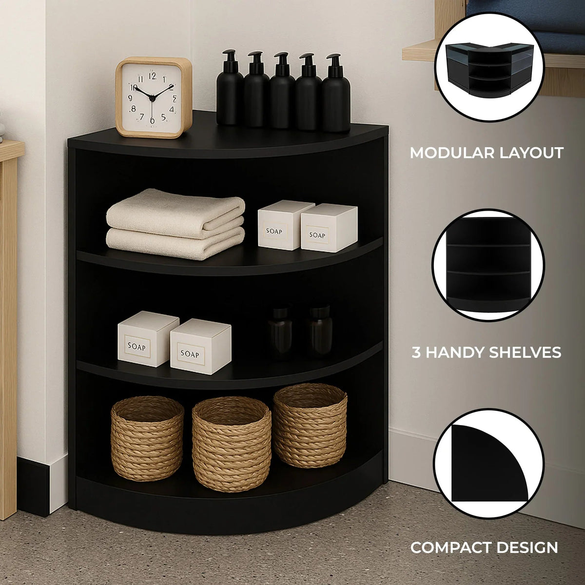 Retail Shop Corner Counter LM60 - Black - Used - Good