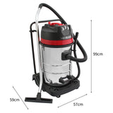 80L Industrial Vacuum, 4 Attachments & 4 Hoover Bags - Used - Good