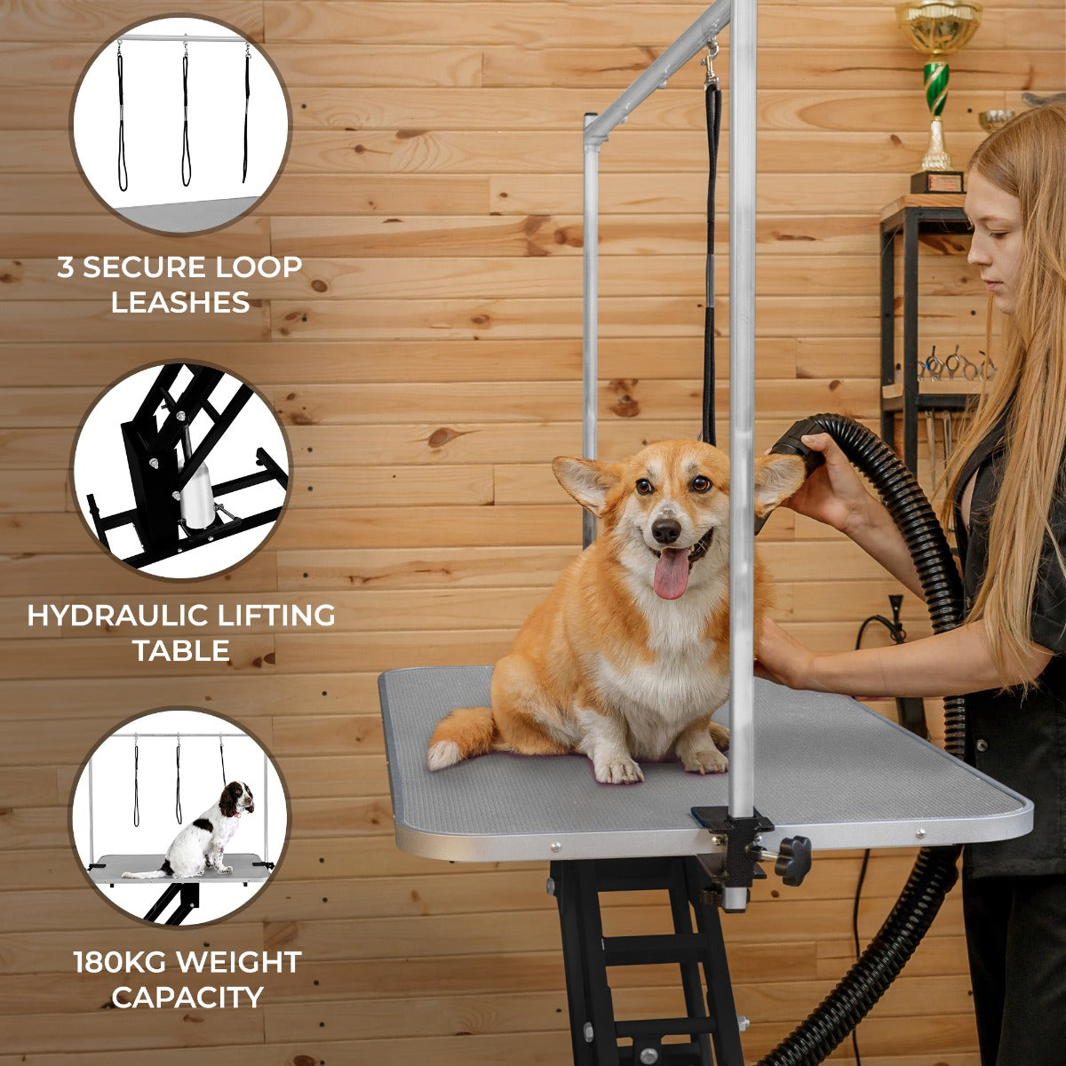 Black Hydraulic Grooming Table - Grey Table Top - Used - Good