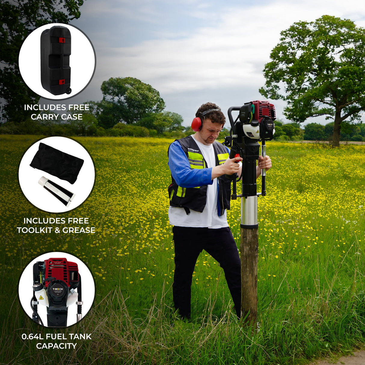 T-Mech 4 Stroke Petrol Post Driver - Like New
