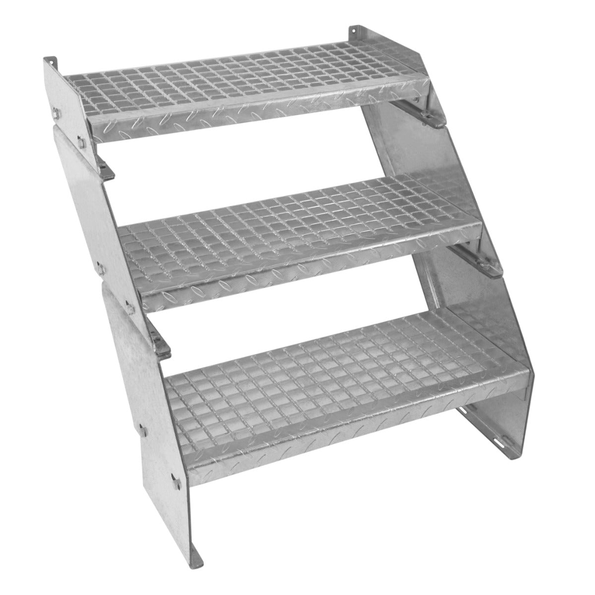 Adjustable 3 Section Galvanised Staircase - 600mm Wide - Used - Acceptable