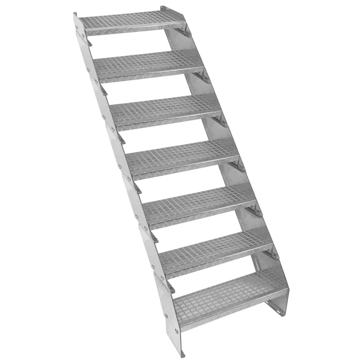Adjustable 7 Section Galvanised Staircase - 600mm Wide - Used - Acceptable