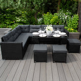 Rattan Corner Set & Cushion Storage Box - Black - Used - Good