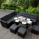 Rattan Corner Set & Cushion Storage Box - Black - Used - Good