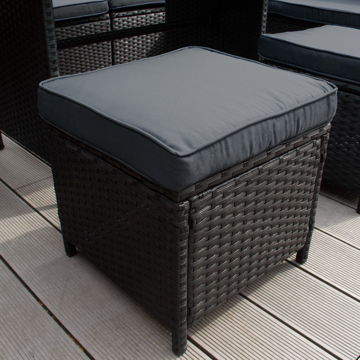 Rattan Corner Set & Cushion Storage Box - Black - Used - Good
