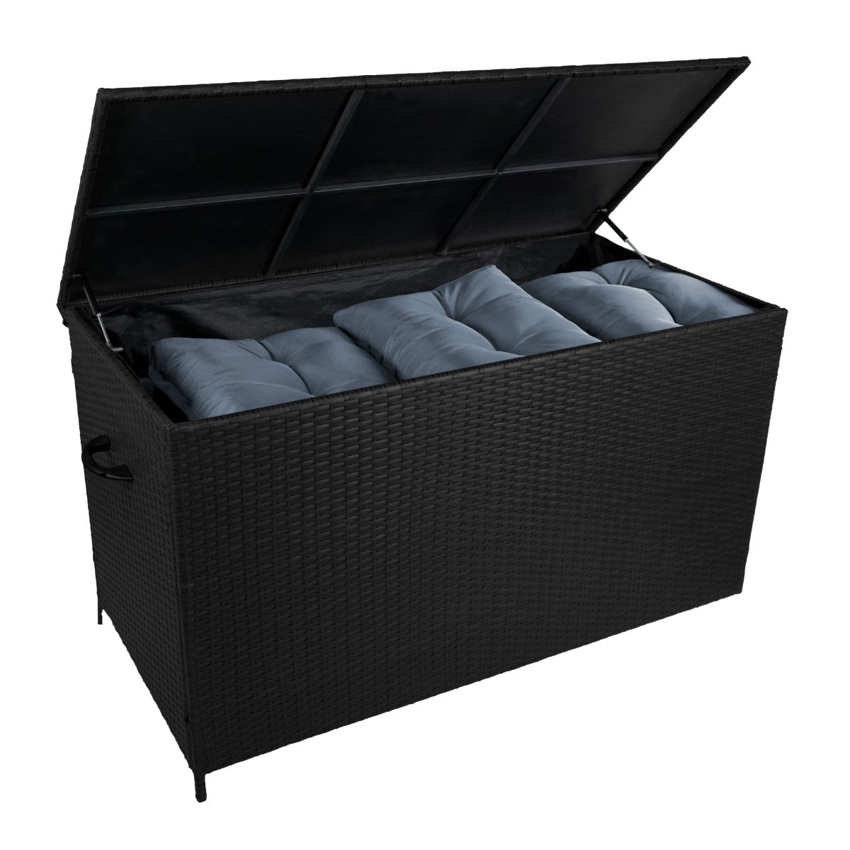 Rattan Corner Set & Cushion Storage Box - Black - Used - Good