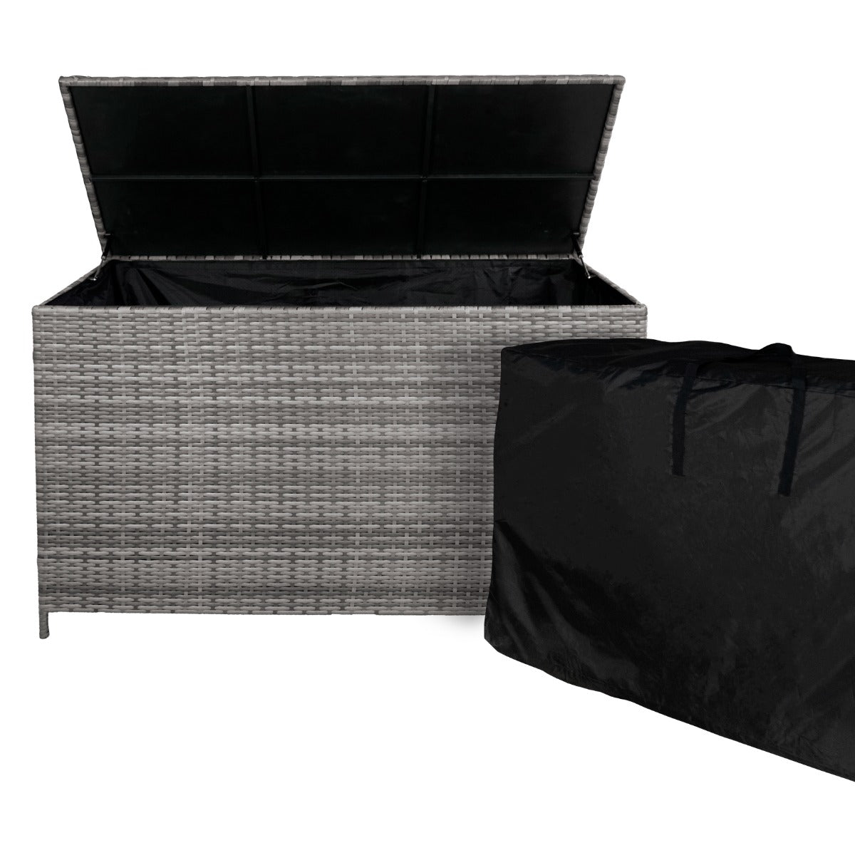Rattan Corner Set & Cushion Storage Box - Grey - Like New