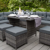 Rattan Corner Set & Cushion Storage Box - Grey - Like New