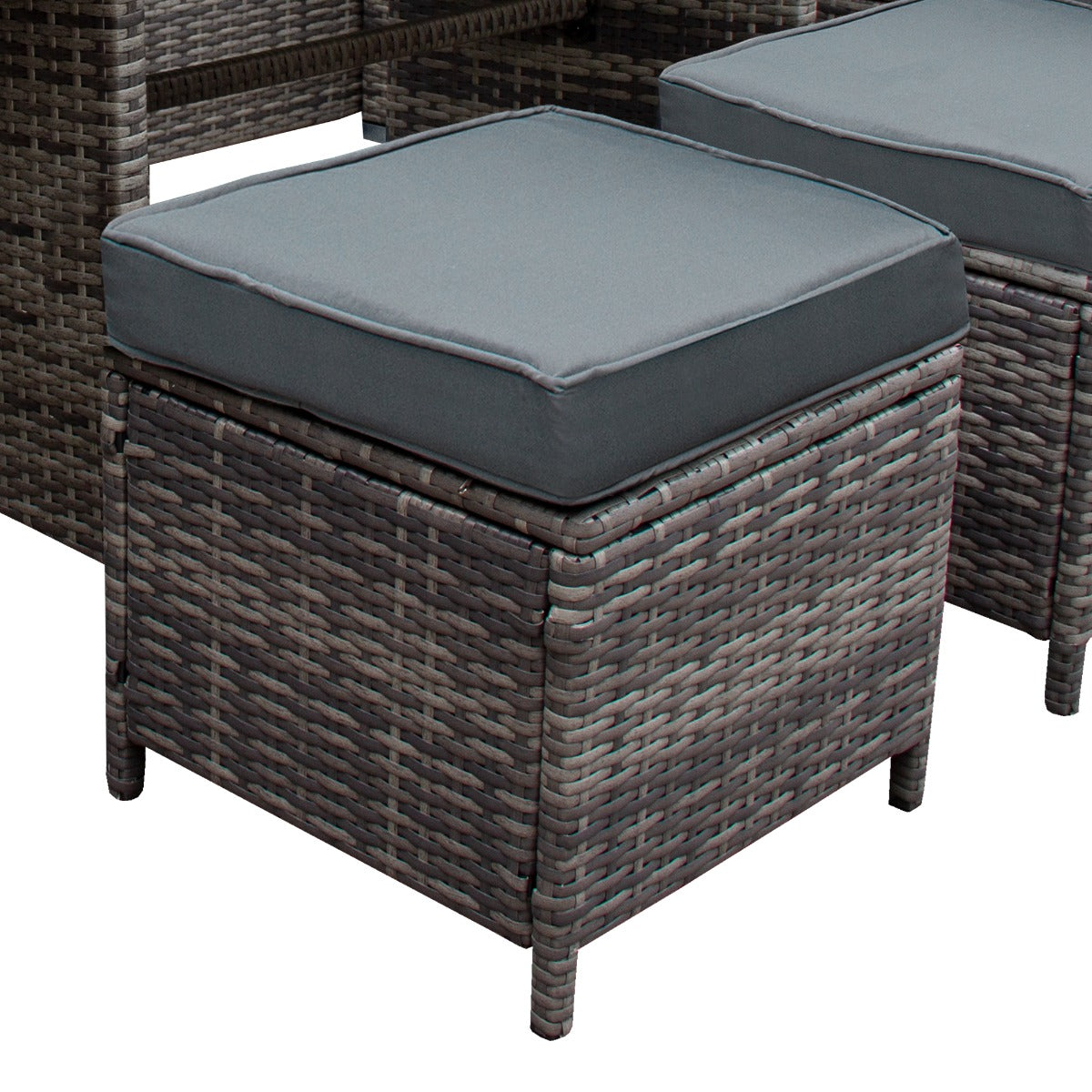 Rattan Corner Set & Cushion Storage Box - Grey - Like New