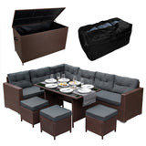 Rattan Corner Set & Cushion Storage Box - Brown - Used - Good