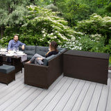 Rattan Corner Set & Cushion Storage Box - Brown - Like New