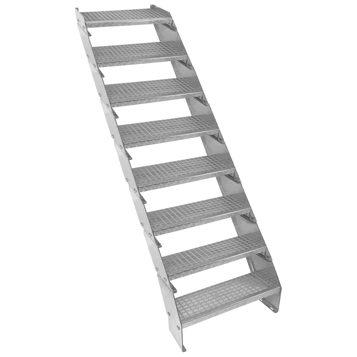 Adjustable 8 Section Galvanised Staircase - 600mm Wide - Used - Acceptable