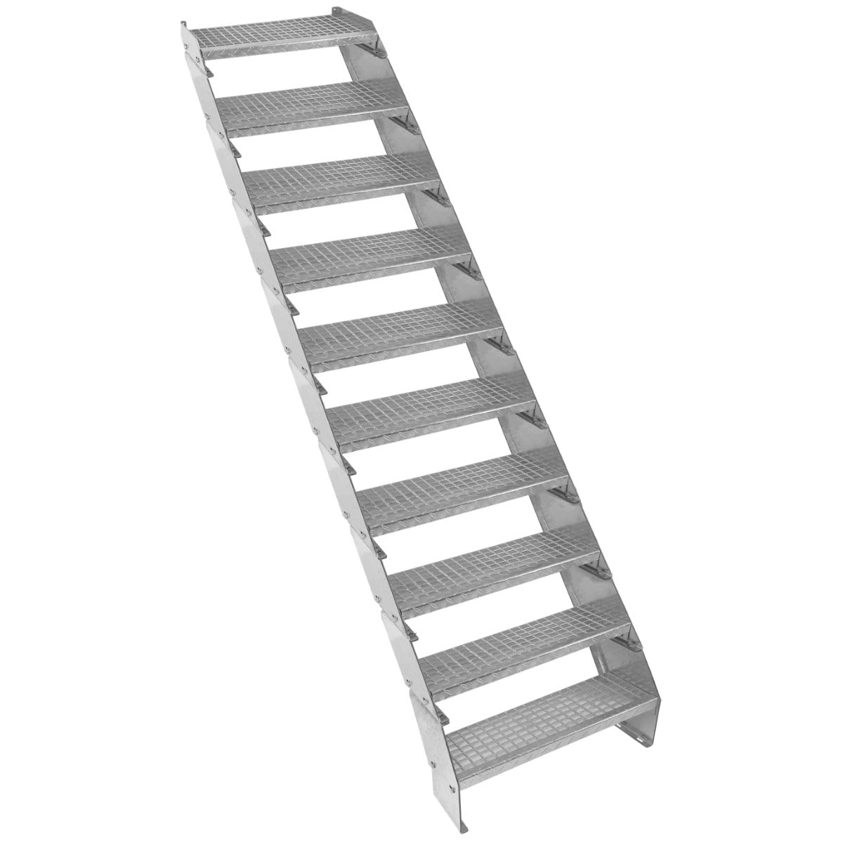 Adjustable 10 Section Galvanised Staircase - 600mm Wide - Like New