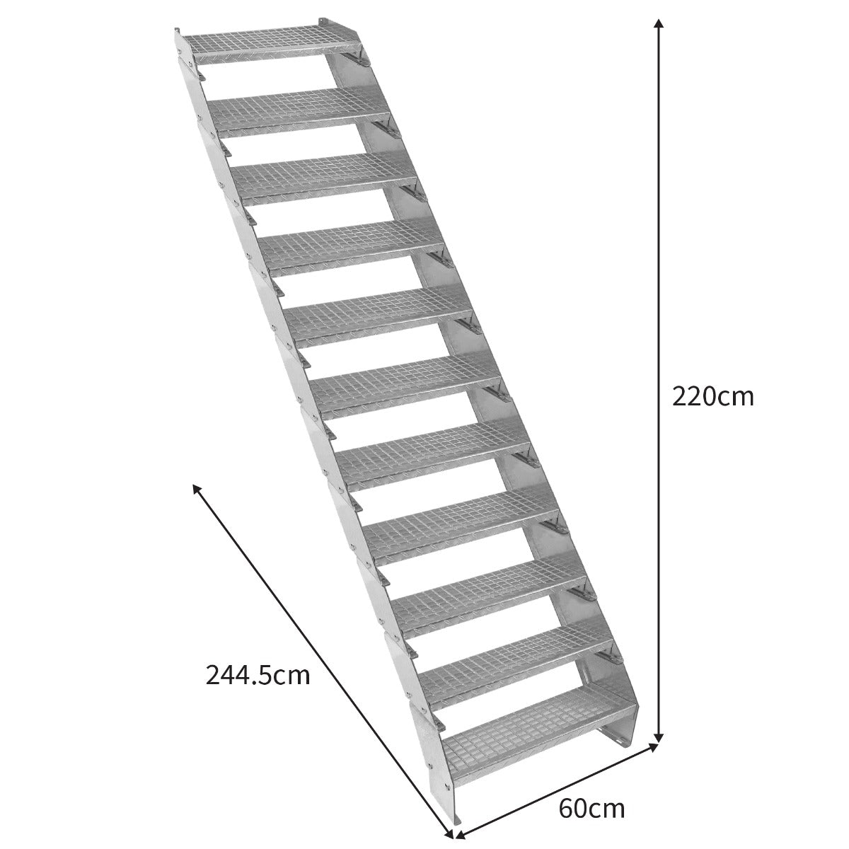 Adjustable 11 Section Galvanised Staircase - 600mm Wide - Used - Very Good