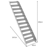 Adjustable 12 Section Galvanised Staircase - 600mm Wide - Used - Acceptable