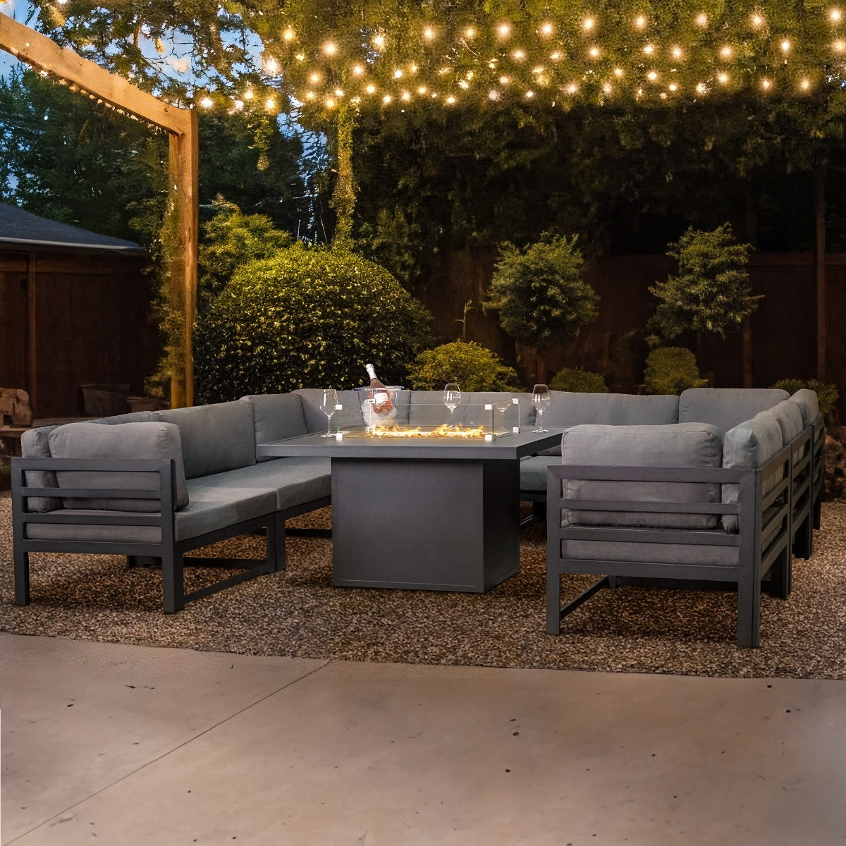 Modular Garden Furniture Set With Fire Pit - Used - Acceptable