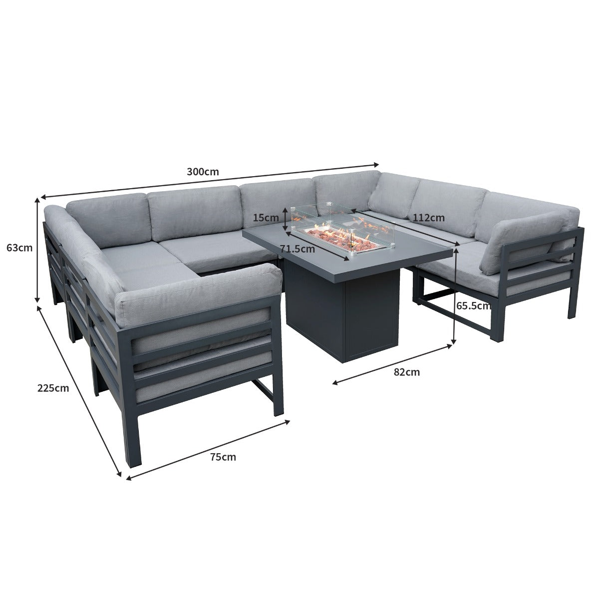 Modular Garden Furniture Set With Fire Pit - Like New