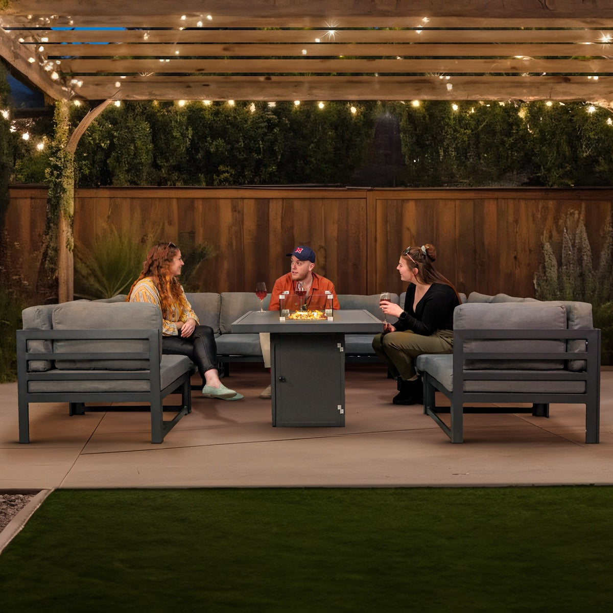 Modular Garden Furniture Set With Fire Pit - Used - Acceptable