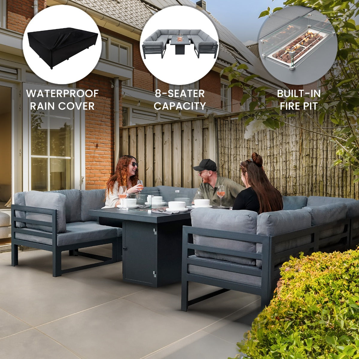 Modular Garden Furniture Set With Fire Pit - Used - Good