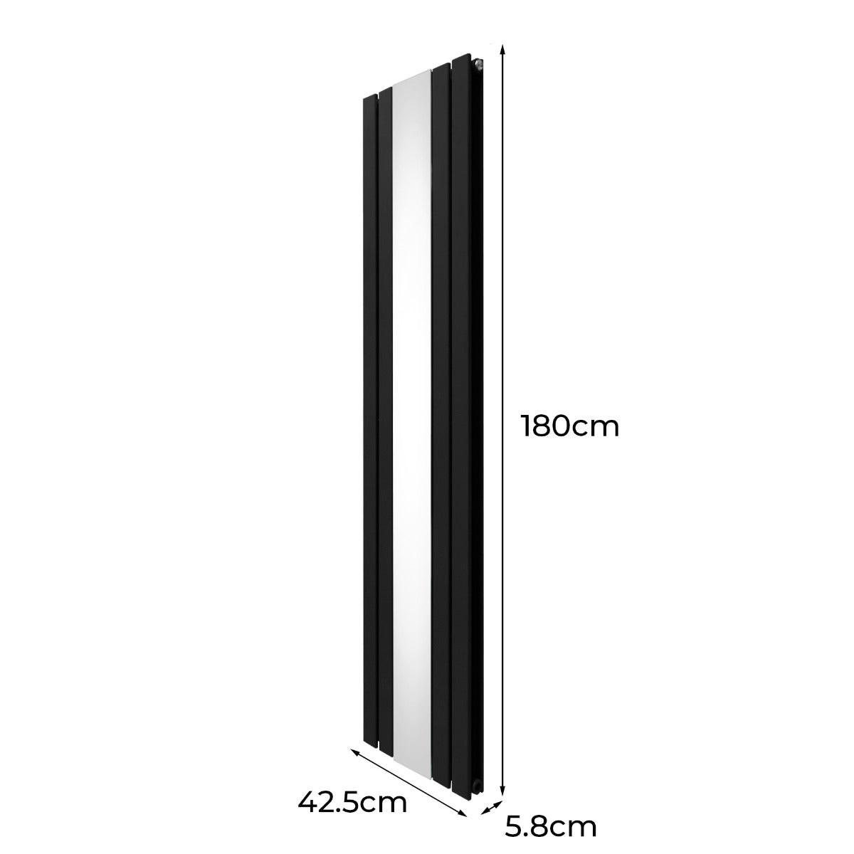 Flat Mirror Radiator - 1800mm x 425mm - Black - Used - Very Good