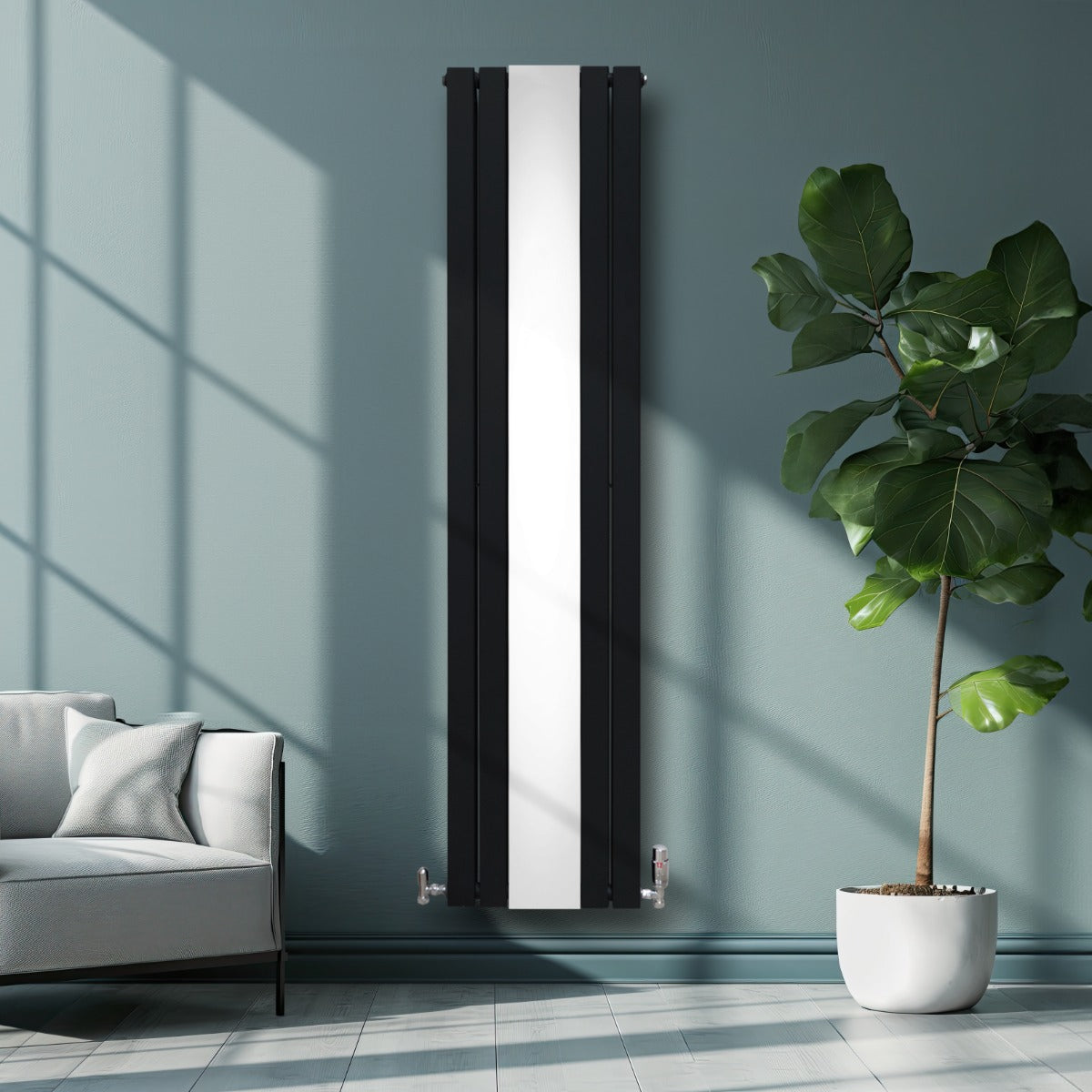 Flat Mirror Radiator - 1800mm x 425mm - Black - Used - Very Good
