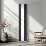 Oval Mirror Radiator - 1800mm x 380mm - Anthracite Grey - Used - Acceptable