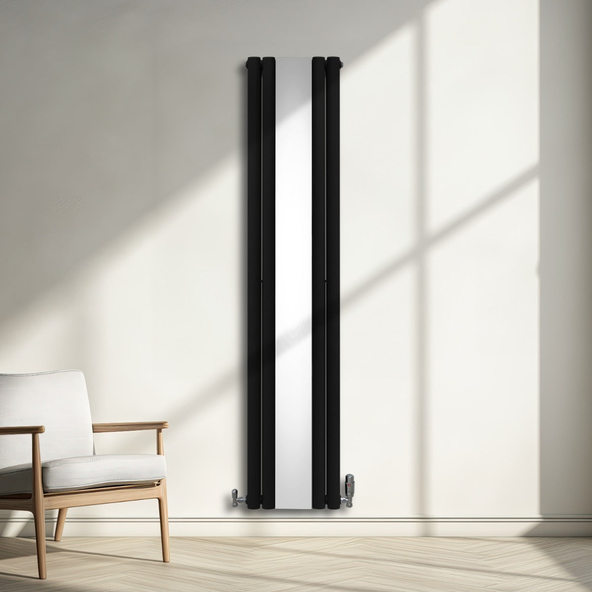 Oval Mirror Radiator - 1800mm x 380mm - Black - Used - Good