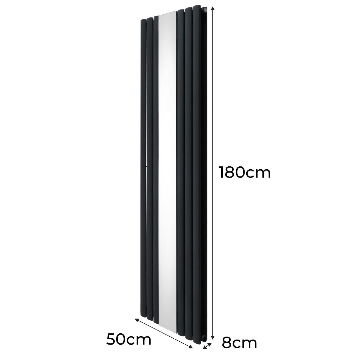 Oval Mirror Radiator - 1800mm x 500mm - Anthracite Grey - Used - Good