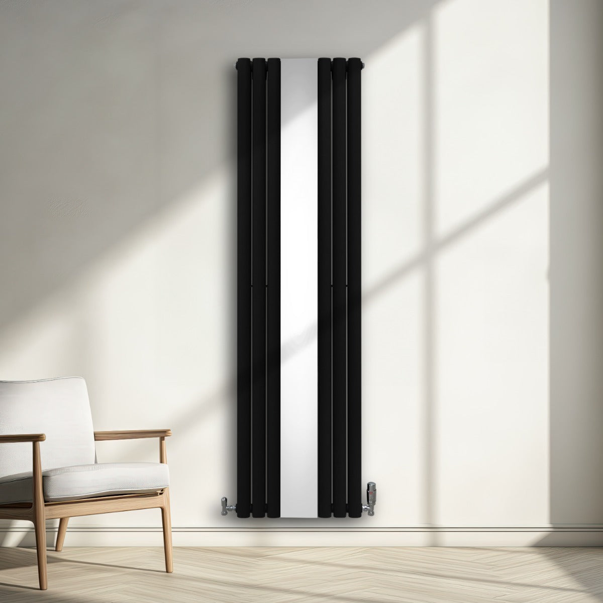 Oval Mirror Radiator - 1800mm x 500mm - Black - Used - Very Good