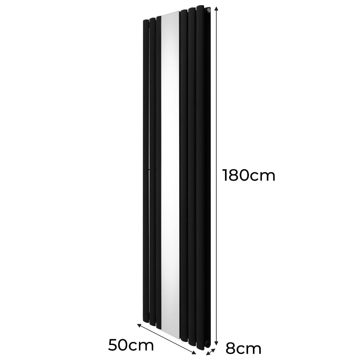 Oval Mirror Radiator - 1800mm x 500mm - Black - Used - Good