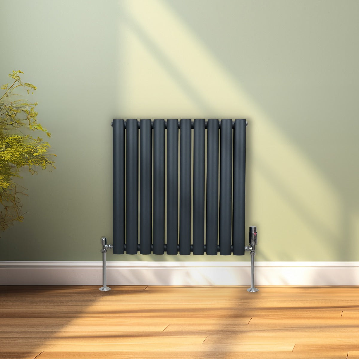 Oval Column Radiator – 600mm x 600mm - Anthracite Grey - Used - Acceptable