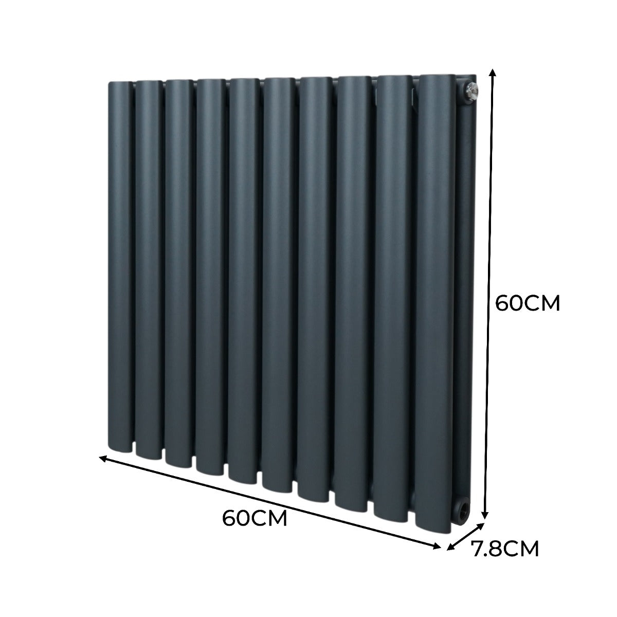 Oval Column Radiator – 600mm x 600mm - Anthracite Grey - Used - Acceptable