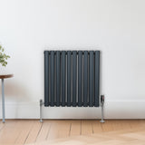 Oval Column Radiator – 600mm x 600mm - Anthracite Grey - Used - Acceptable