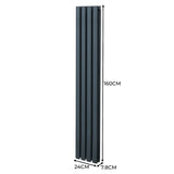 Oval Column Radiator – 1600mm x 240mm – Anthracite Grey - Used - Very Good
