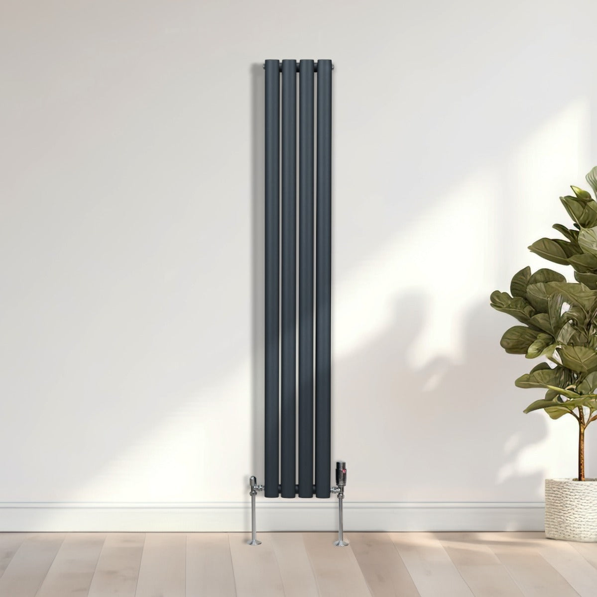 Oval Column Radiator – 1600mm x 240mm – Anthracite Grey - Used - Acceptable