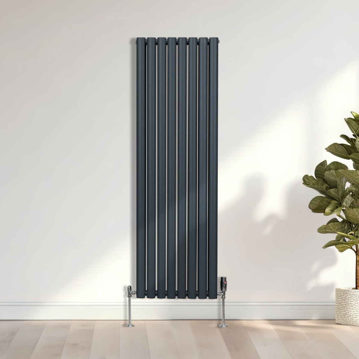 Oval Column Radiator – 1600mm x 480mm – Anthracite Grey - Used - Very Good