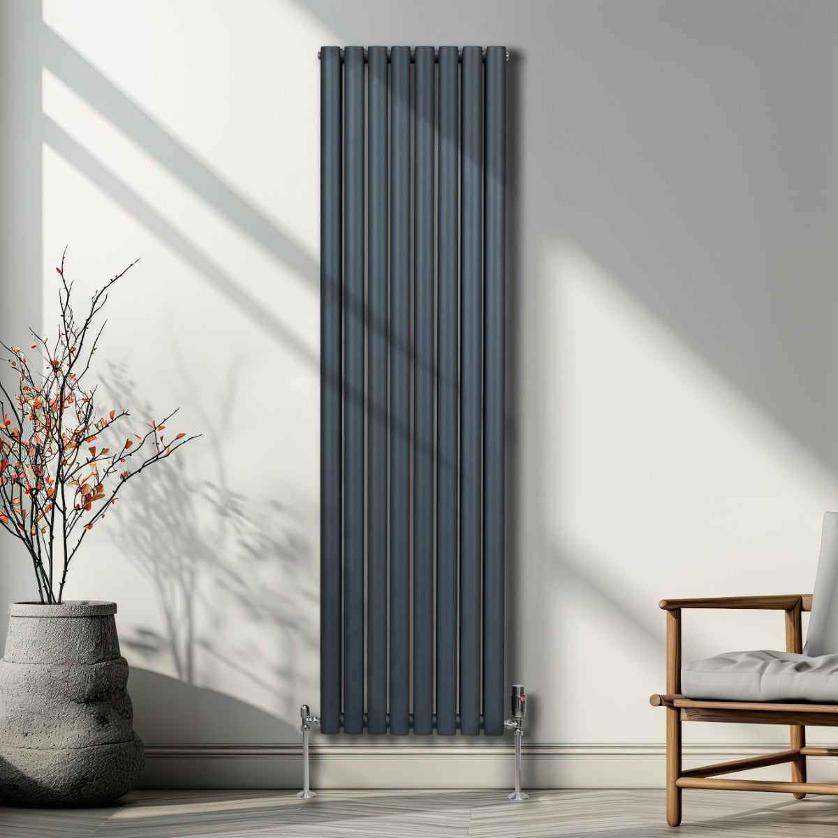 Oval Column Radiator – 1800mm x 480mm – Anthracite Grey - Used - Very Good