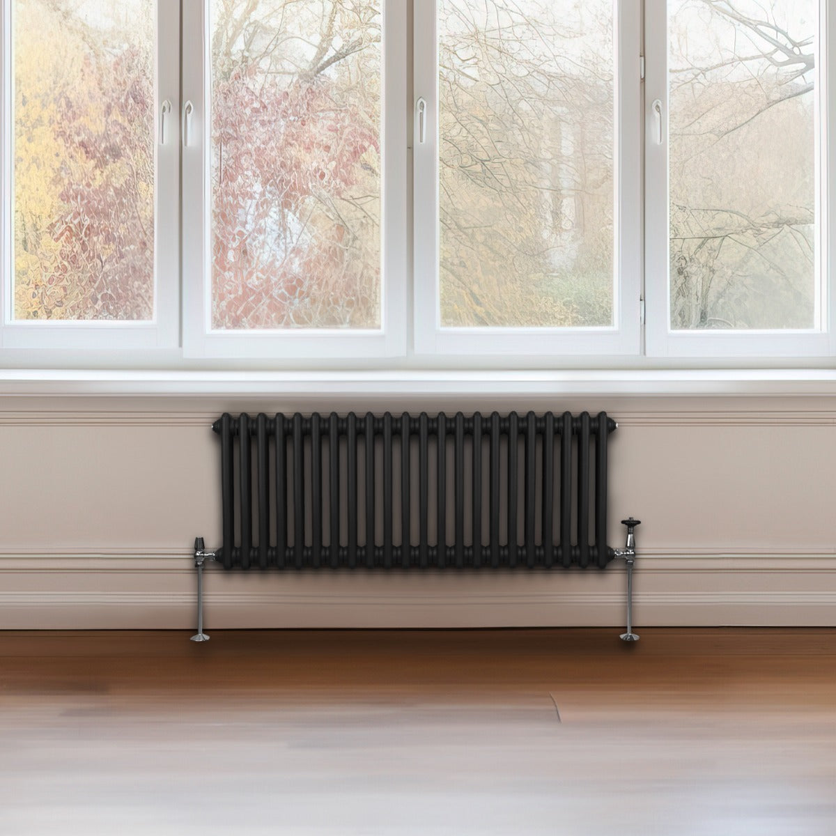 Traditional 2 Column Radiator - 300 x 1012mm - Black - Used - Acceptable