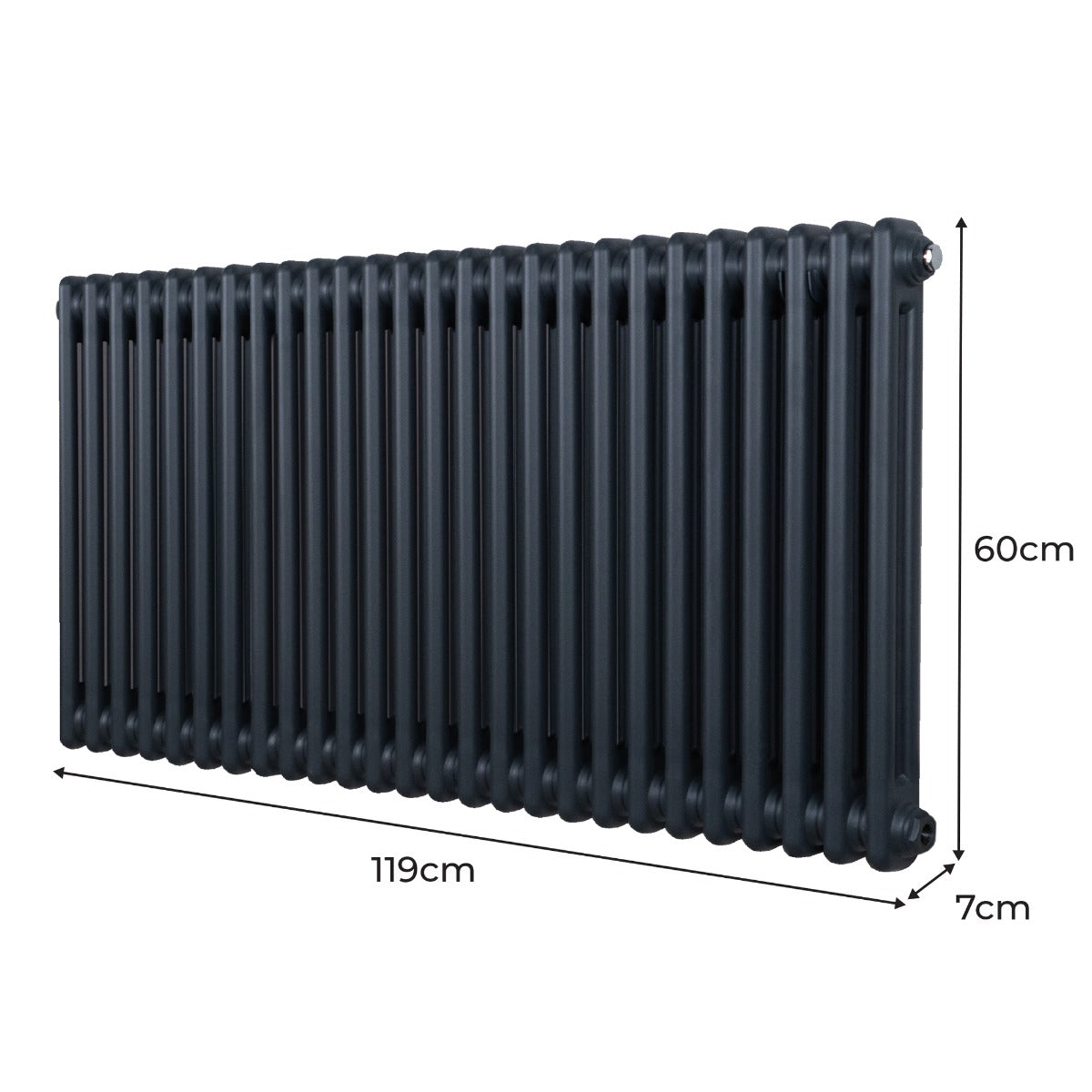 Traditional 2 Column Radiator - 600 x 1192mm - Anthracite Grey - Like New