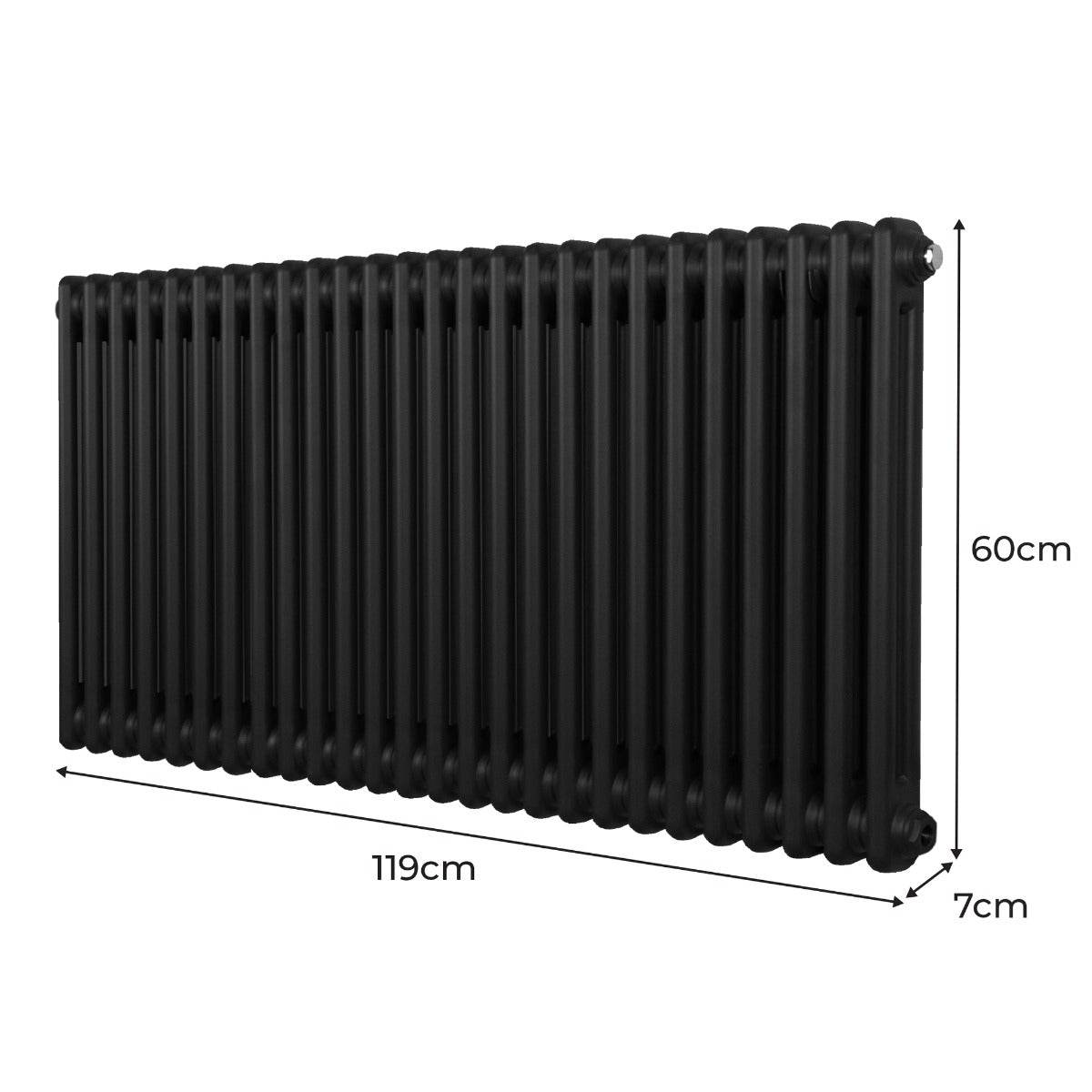 Traditional 2 Column Radiator - 600 x 1192mm - Black - Used - Good