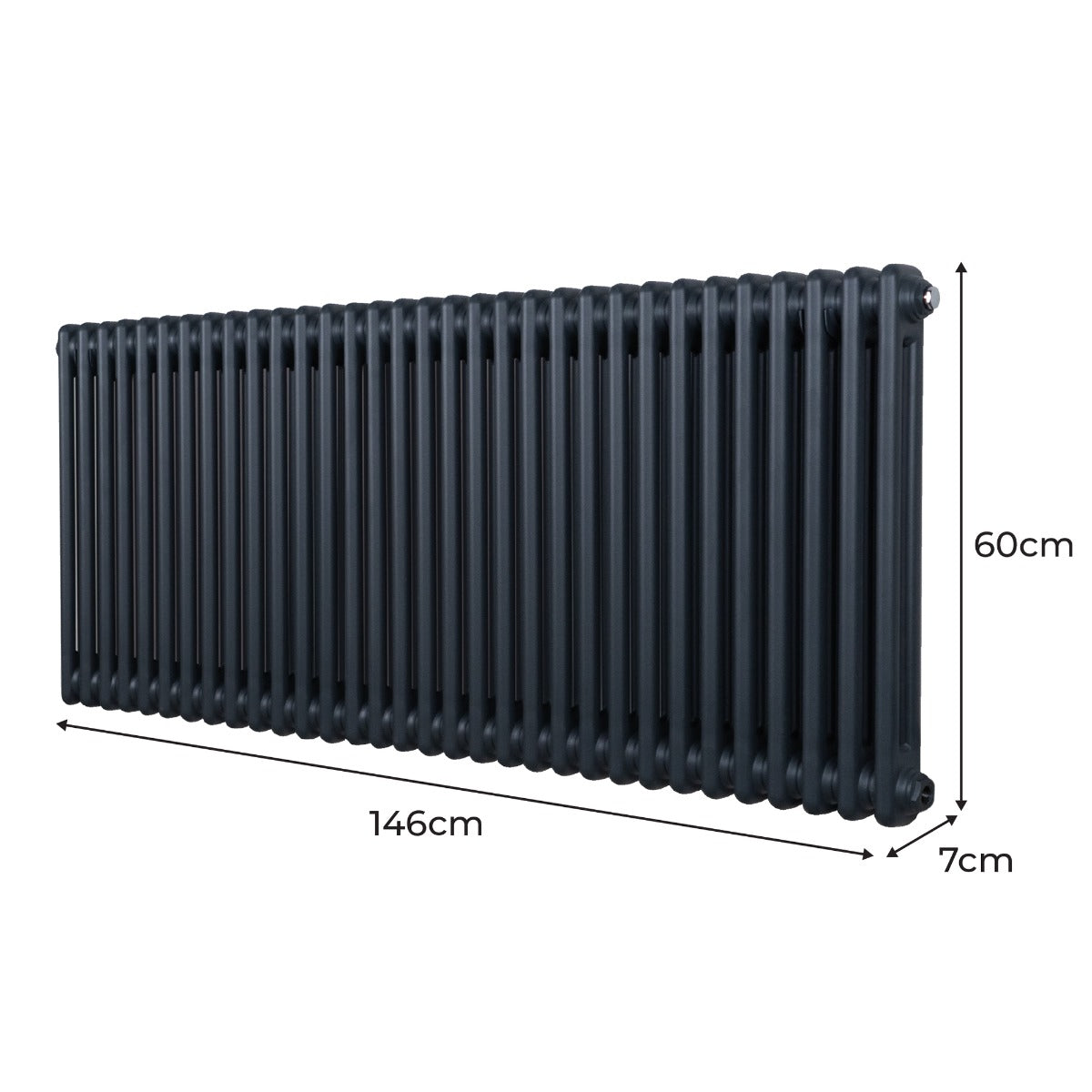 Traditional 2 Column Radiator - 600 x 1462mm - Anthracite Grey - Like New