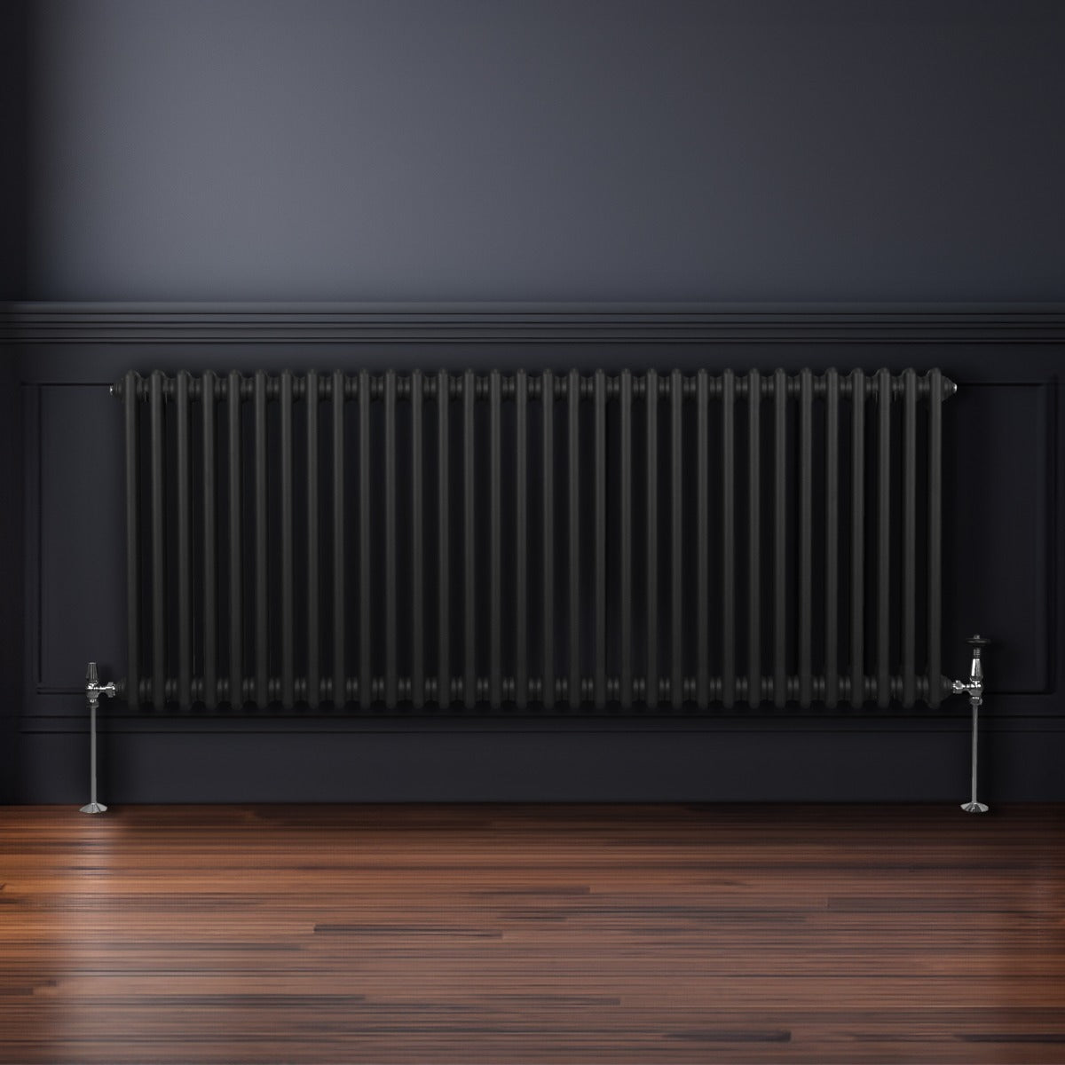Traditional 2 Column Radiator - 600 x 1462mm - Black - Used - Acceptable