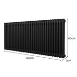 Traditional 2 Column Radiator - 600 x 1462mm - Black - Used - Very Good
