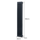 Traditional 2 Column Radiator - 1500 x 202mm - Anthracite Grey - Used - Acceptable