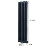 Traditional 2 Column Radiator - 1500 x 292mm - Anthracite Grey - Like New