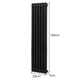 Traditional 2 Column Radiator - 1500 x 292mm - Black - Used - Acceptable